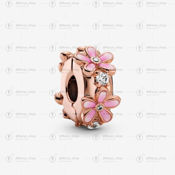 Pandora Pink Daisy Spacer Clip Charm|Pendant - Picture 1 of 2